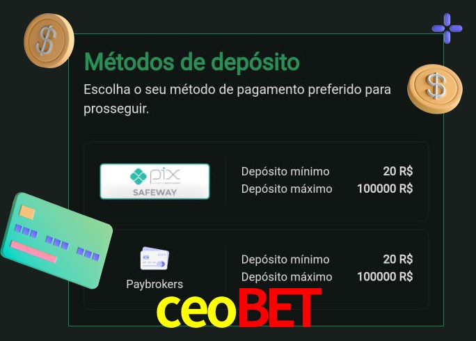 O cassino ceobet oferece uma grande variedade de métodos de pagamento